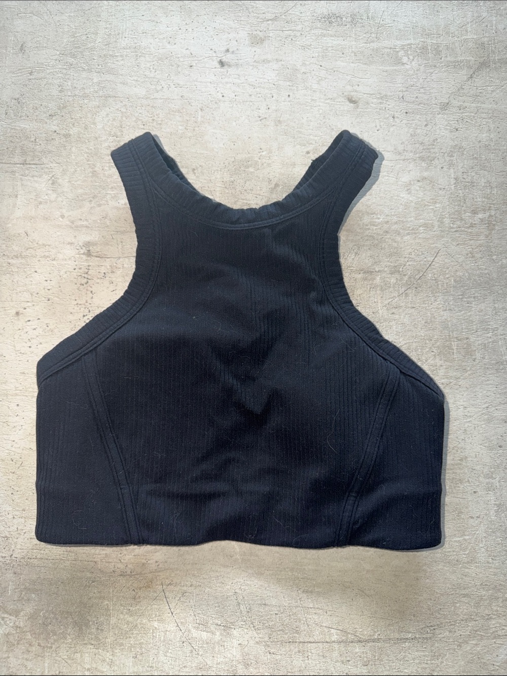 LULULEMON Women's Black Ribbed High-Neck Crop Tank Top